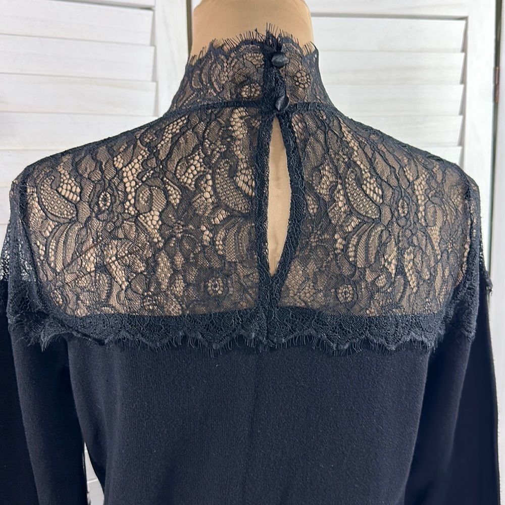 Jennifer Lopez Mock Neck Sweater Medium Black NWT Elegant - Picture 10 of 14